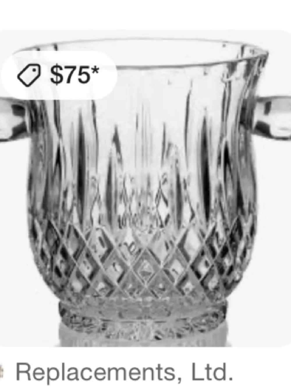 Vintage King Edward Full-Lead Crystal Ice Bucket by Gorham. 80’s - 90’s.
